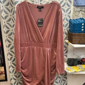 Forever 21 Women's Dusty Rose Long Sleeve Dress